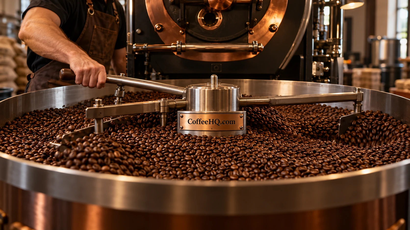 Coffee roasting in a working specialty roastery